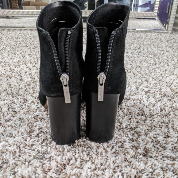 Black Suede Peep Toe Booties - Picture 5 of 6